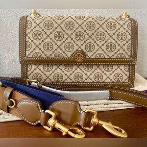 Tory Burch T Monogram Hazelnut Shoulder Bag